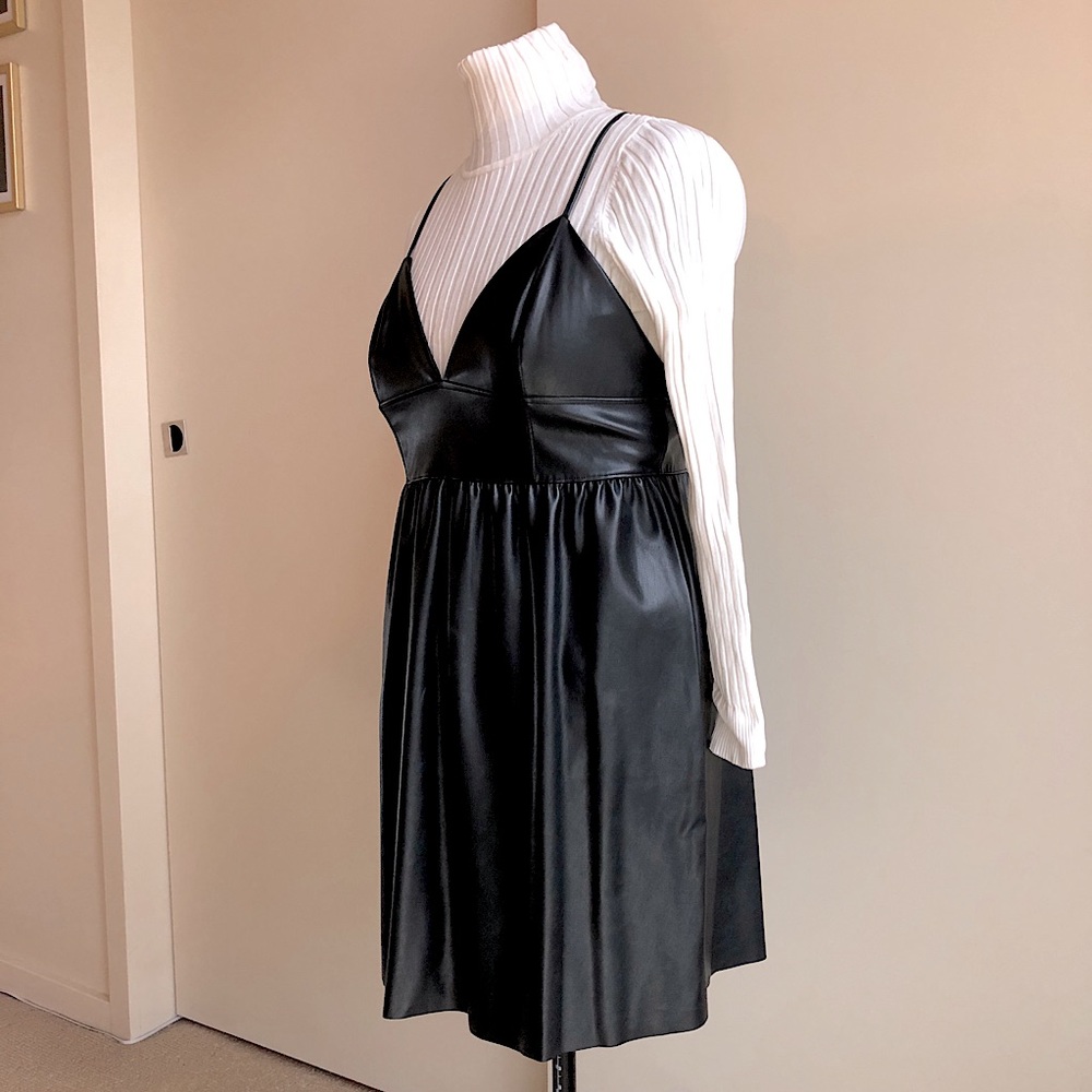 Faux Leather Babydoll Dress